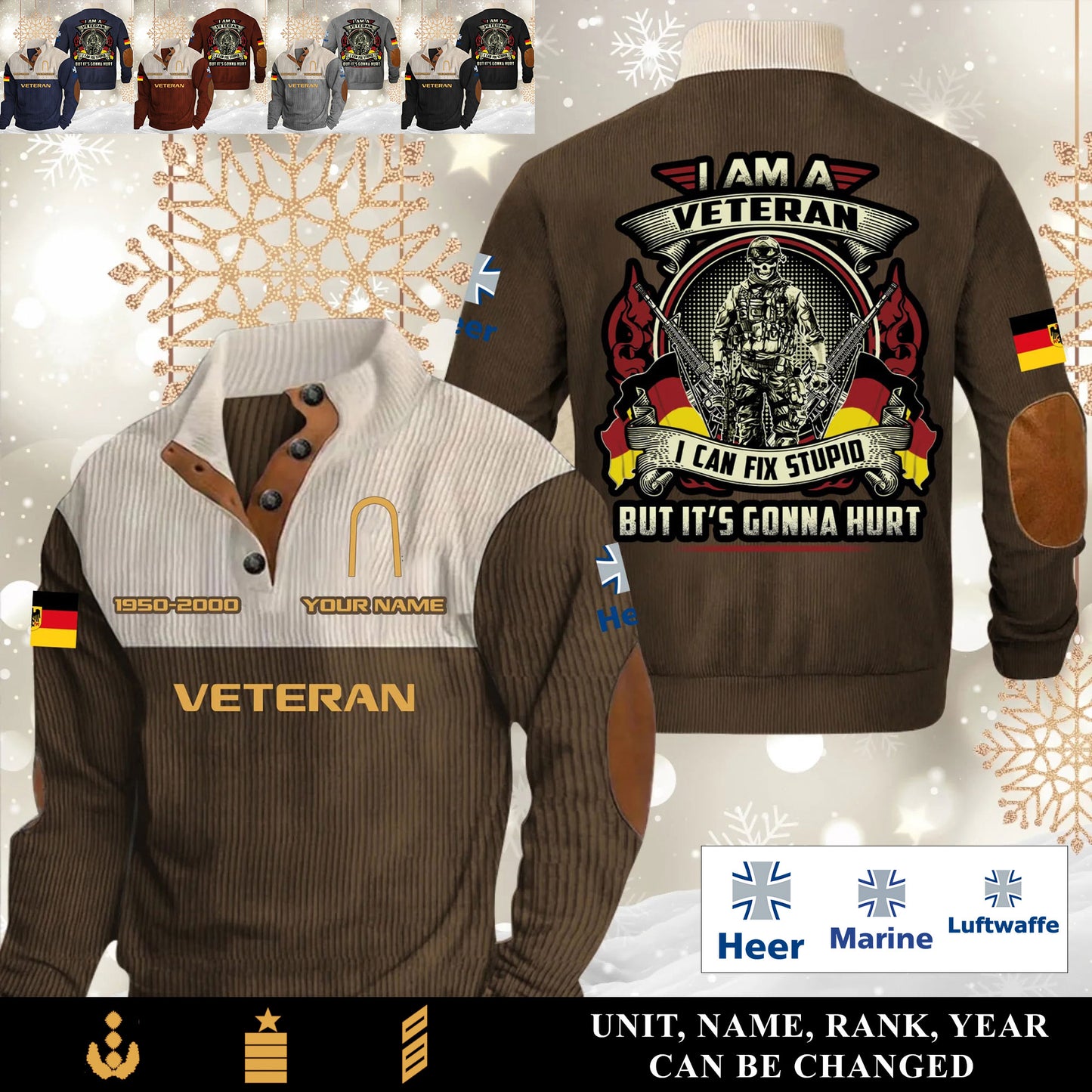 Personalized Germany Soldier/ Veteran With Name, Year And Rank Sports Sweatshirt - 17554752