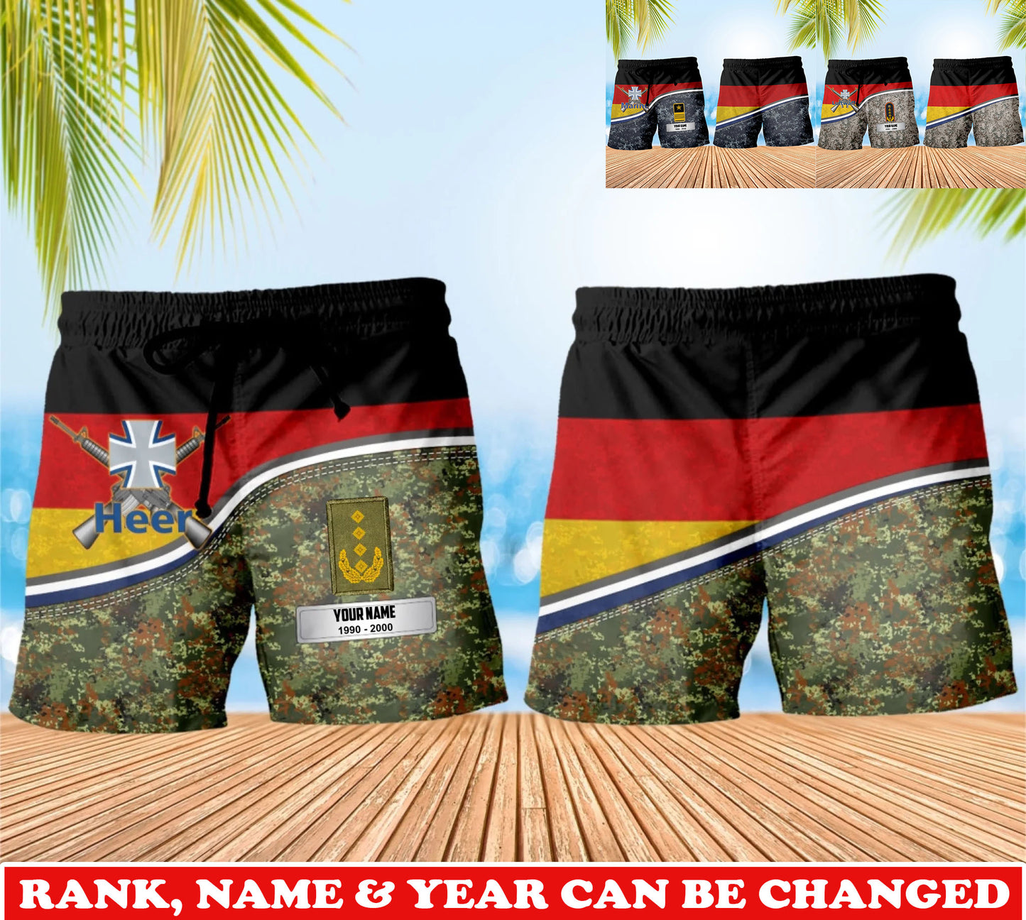 Personalized Germany Soldier/Veteran Camo with Rank, Name & Year Short All Over Printed - 17740512