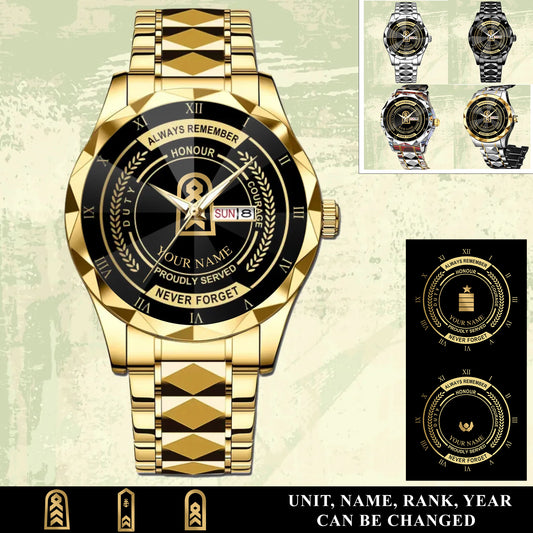 Personalized Germany Soldier/ Veteran With Rank And Name Gentleman Crystal Metal Watch - 17446752
