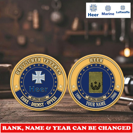 Personalized Germany Veteran/ Soldier With Rank, Name And Year Challenge Coin - 17729280