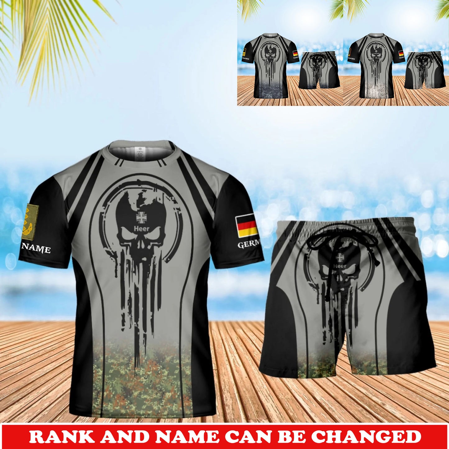 Personalized Germany Veteran/ Soldier With Rank and Name Combo T-Shirt + Short All Over Print - 17741376