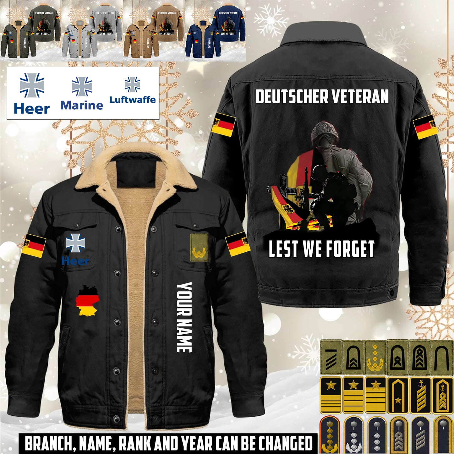 Personalized Germany Soldier/ Veteran With Name And Rank Cargo Fleece Jacket - 17635968