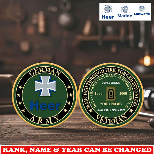 Personalized Germany Veteran/ Soldier With Rank,  Name And Year Challenge Coin - 17744832
