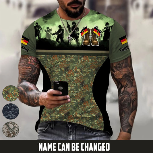 Personalized Germany Soldier/Veteran Camo with Name T-Shirt All Over Printed - 17664480