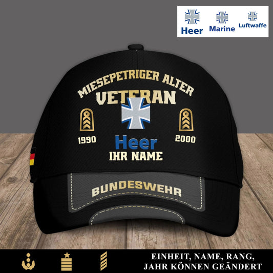 Miesepetriger Alter Veteran Mütze - Personalisierbar mit Namen & Dienstgrad - 1757376005