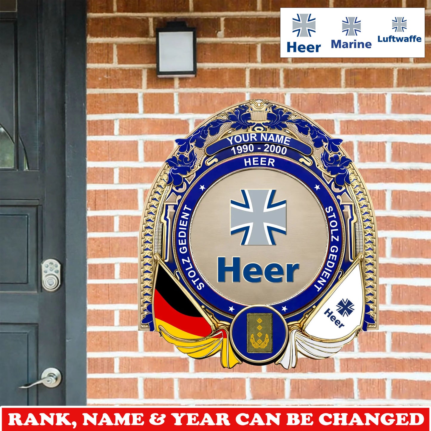 Personalized Rank, Name And Year Germany Soldier/Veterans Wooden Sign - 17736192