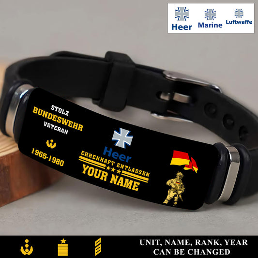 Personalized Germany Soldier/ Veteran With Rank, Name And Year Bracelet - 17538336