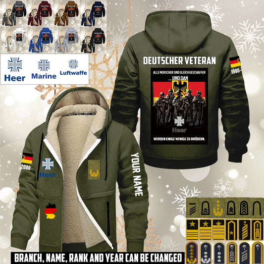 Personalized Germany Soldier/ Veteran With Name, Year And Rank Hoodie Zip Velvet Coat - 17636832
