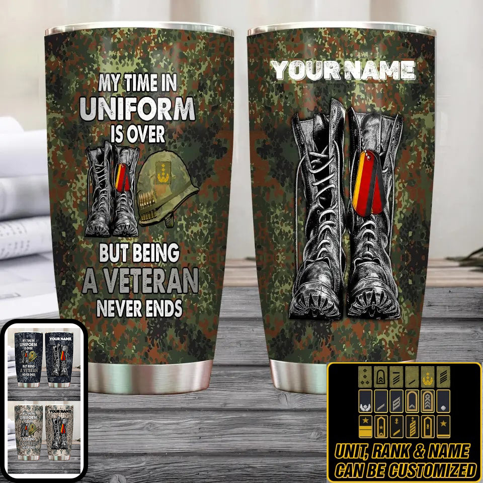 Personalized German Veteran/ Soldier With Rank And Name Camo Tumbler All Over Printed - 16832448