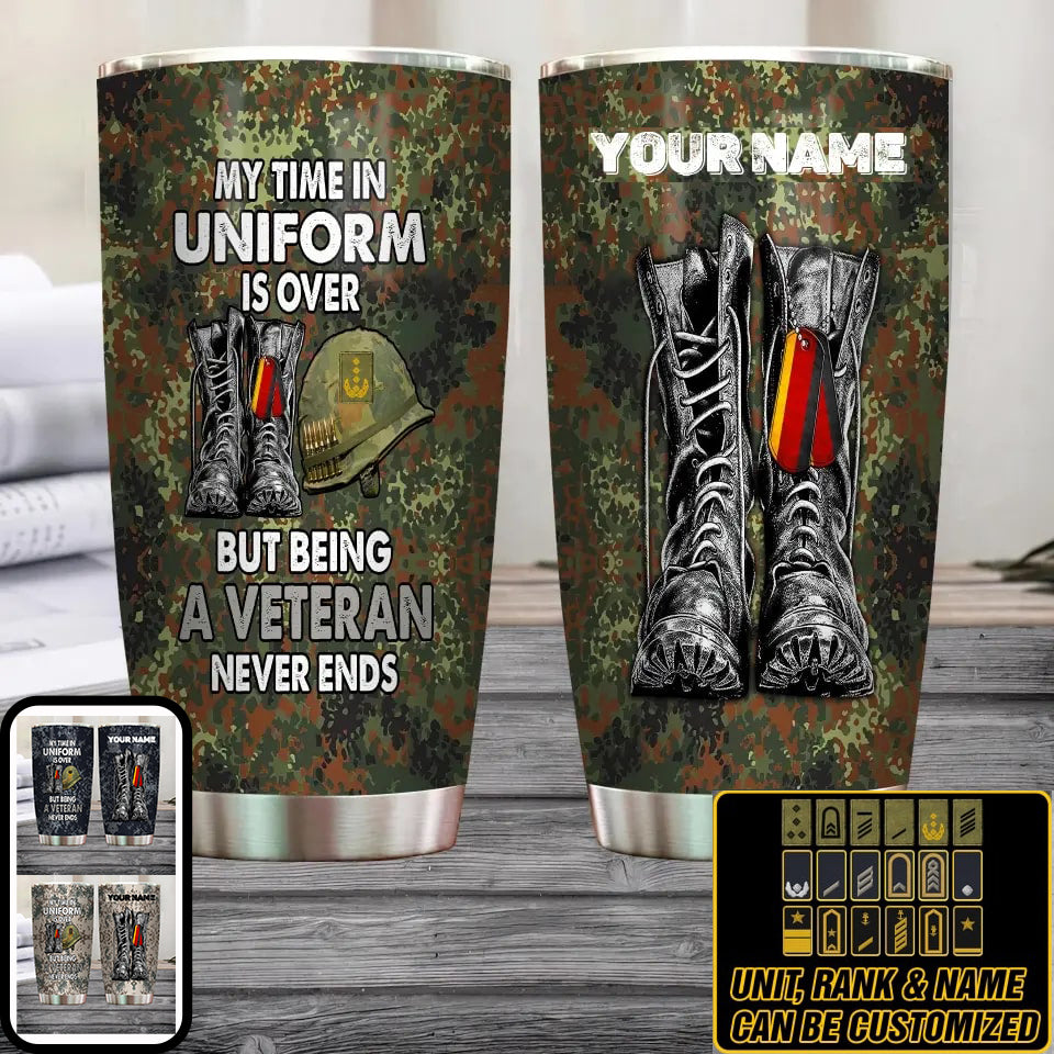 Personalized German Veteran/ Soldier With Rank And Name Camo Tumbler All Over Printed 0505230001