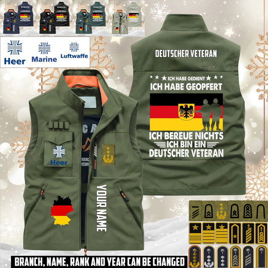 Personalized Germany Soldier/ Veteran With Name & Rank Sleeveless Jacket Multicolor - 17633376