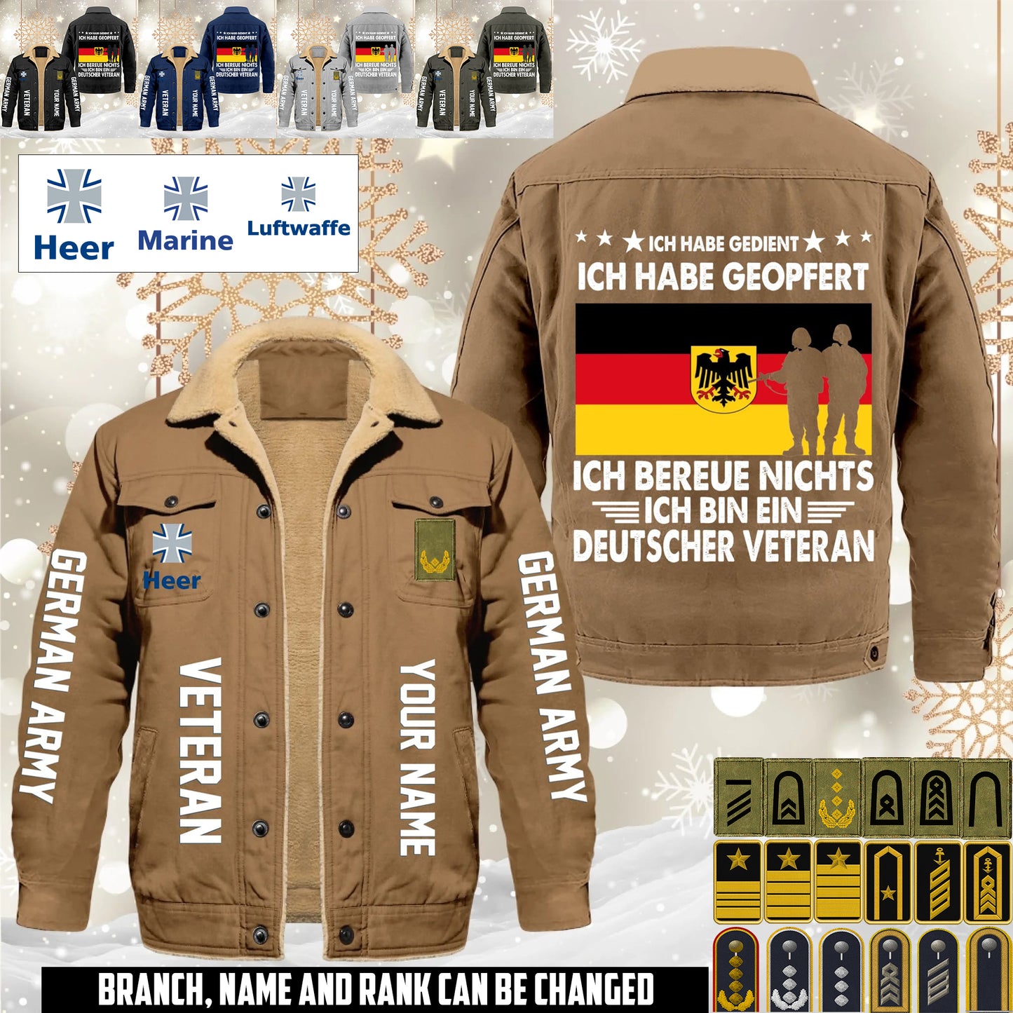 Personalized Germany Soldier/ Veteran With Name And Rank Cargo Fleece Jacket - 1765843200