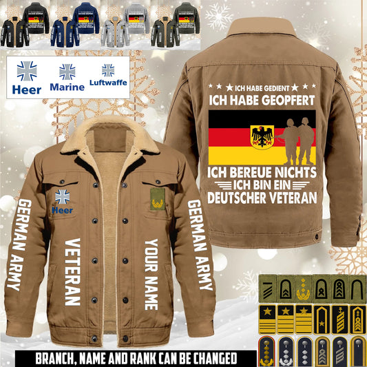 Personalized Germany Soldier/ Veteran With Name And Rank Cargo Fleece Jacket - 1765843200