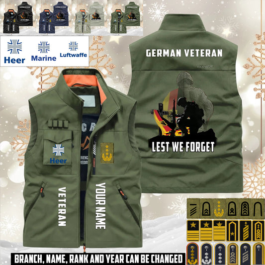 Personalized Germany Soldier/ Veteran With Name & Rank Sleeveless Jacket Multicolor - 17632512