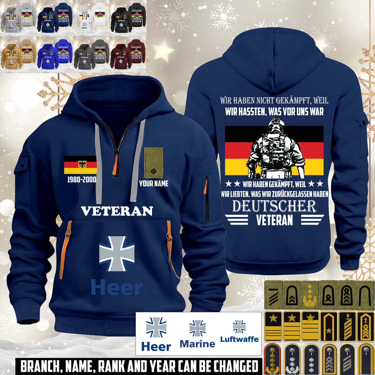 Personalized Germany Soldier/ Veteran With Name, Year And Rank Zip Hoodie Multicolor - 17643744