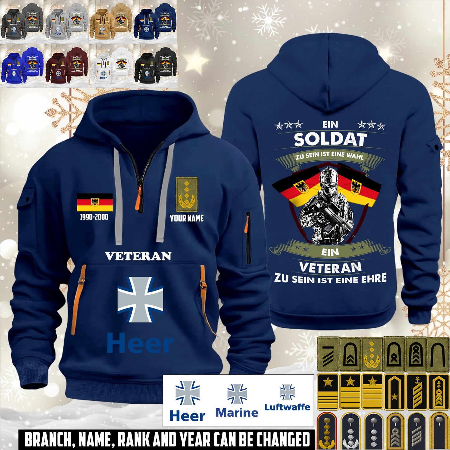 Personalized Germany Soldier/ Veteran With Name, Year And Rank Zip Hoodie Multicolor - 17563392