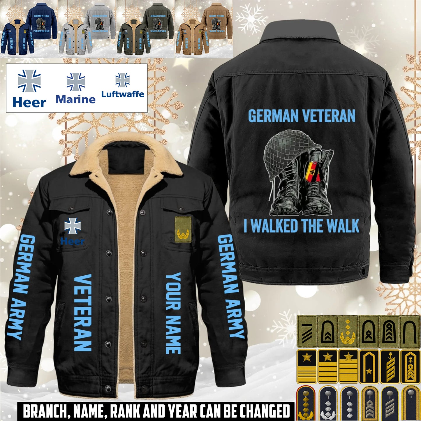 Personalized Germany Soldier/ Veteran With Name And Rank Cargo Fleece Jacket - 17593632
