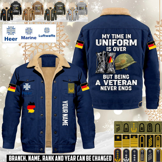 Personalized Germany Soldier/ Veteran With Name And Rank Cargo Fleece Jacket - 17645472