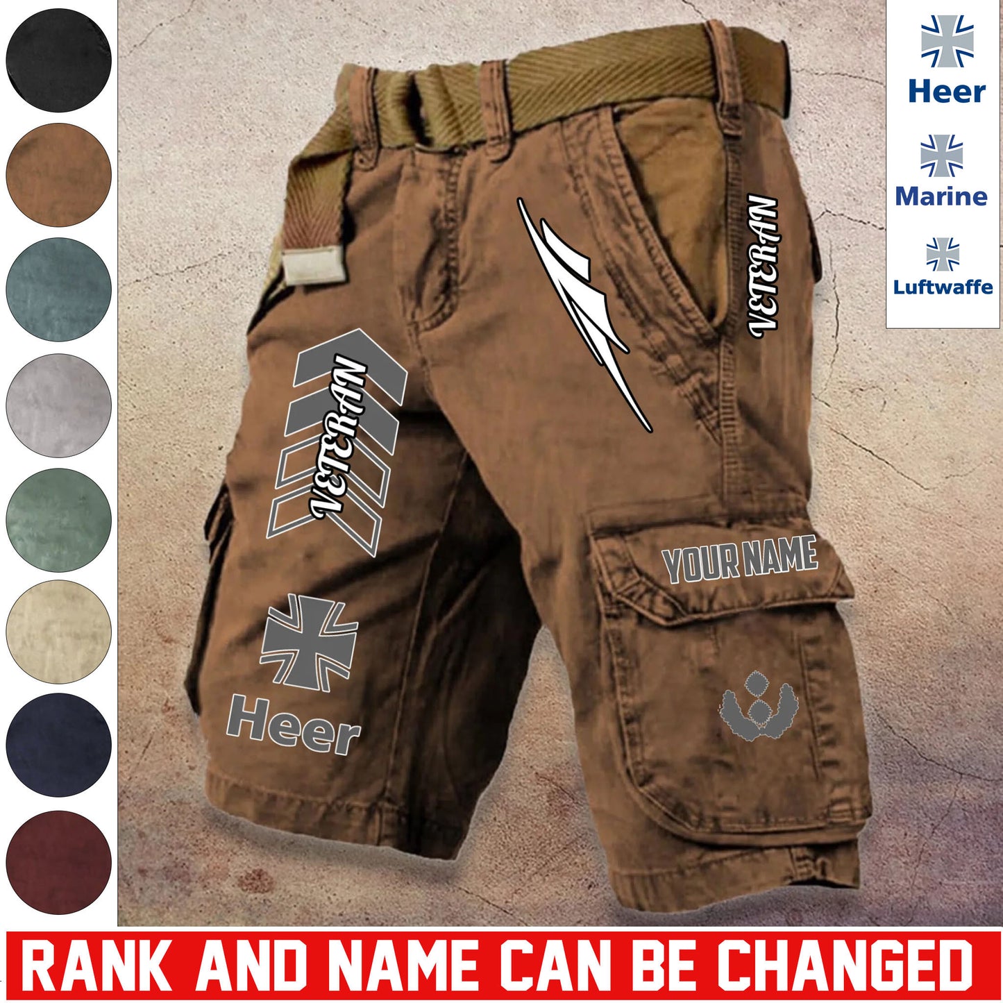 Personalized Germany Soldier/ Veteran With Rank And Name Demin Shorts Multicolor - 17686944