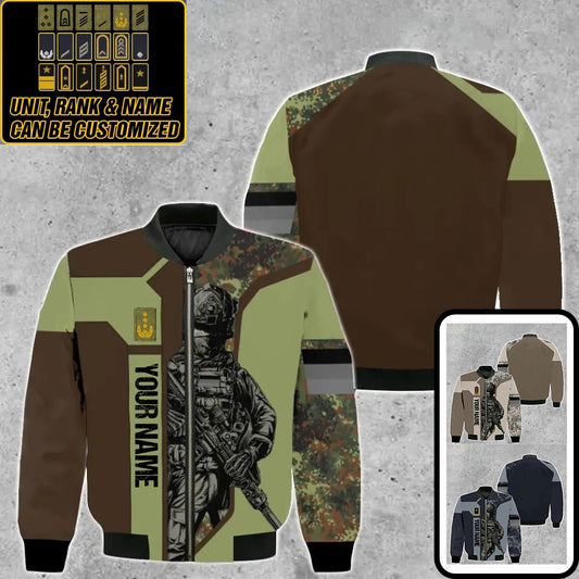 Personalized Germany Soldier/ Veteran Camo With Name And Rank Bomber Jacket 3D Printed - 1909230001