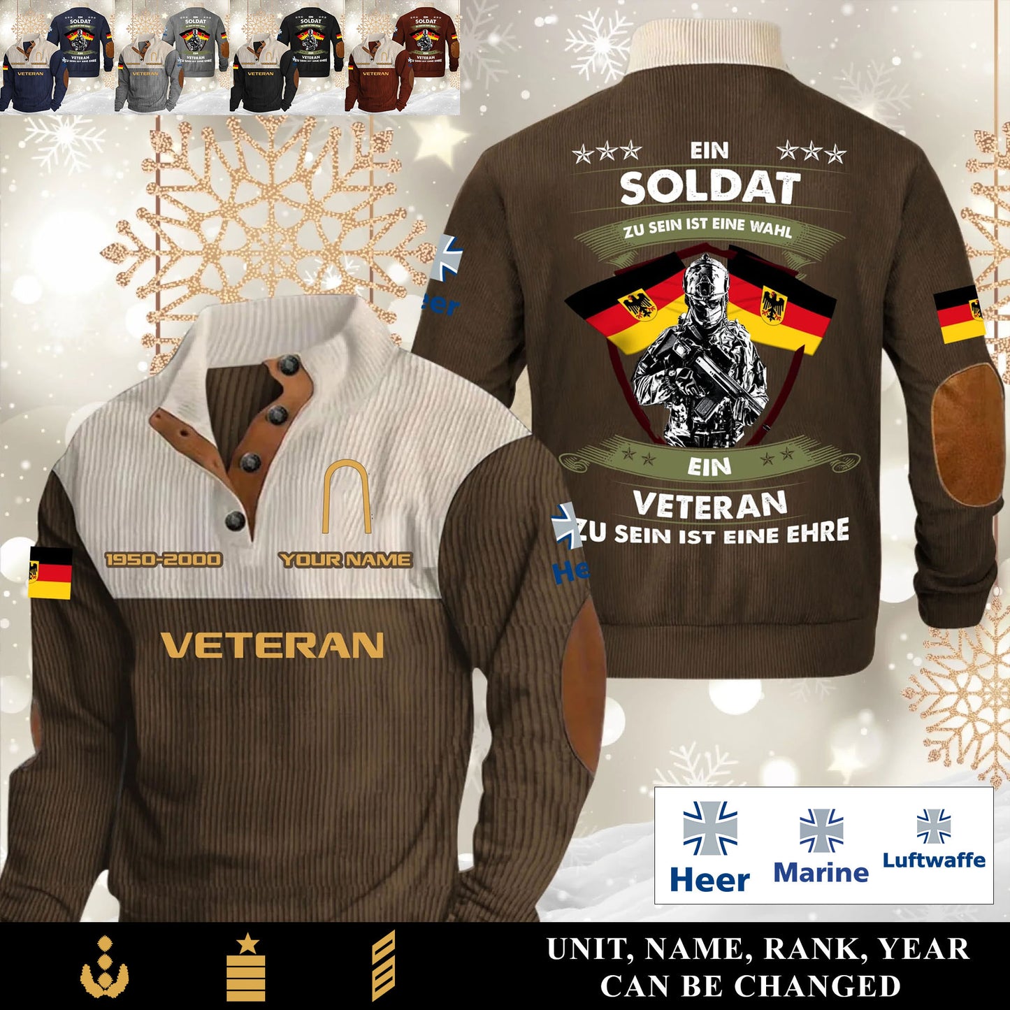 Personalized Germany Soldier/ Veteran With Name, Year And Rank Sports Sweatshirt - 17565120
