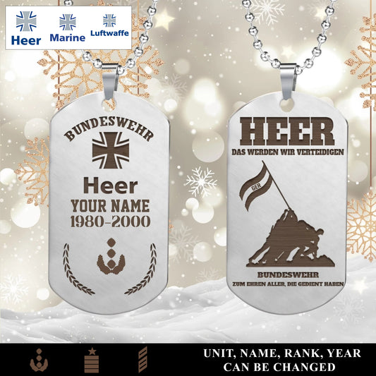 Personalized Germany Soldier/Veteran with Rank, Name & Year Dog Tag Necklace - 17657568