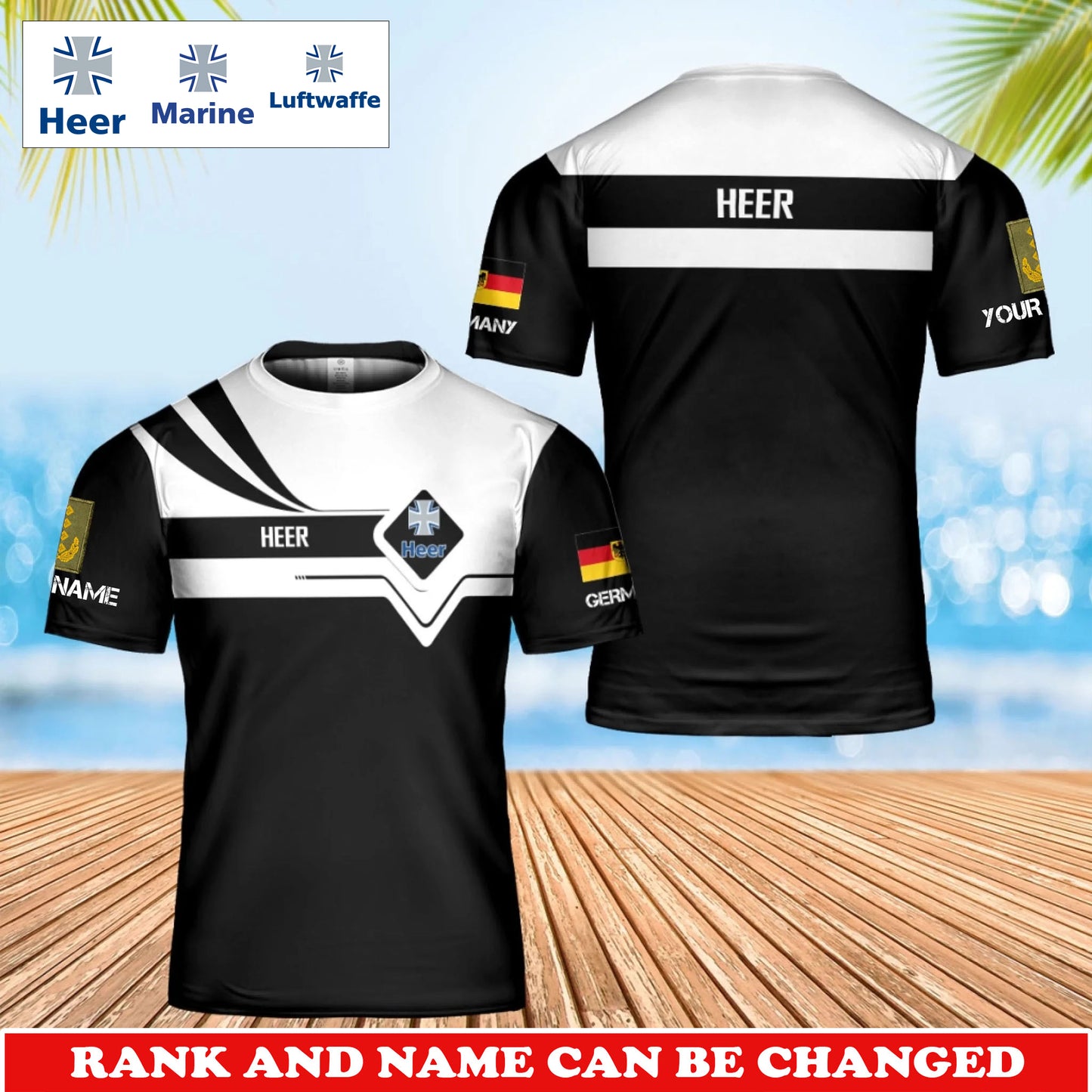 Personalized Germany Soldier/Veteran Camo with Rank and Name T-Shirt All Over Printed - 17748288