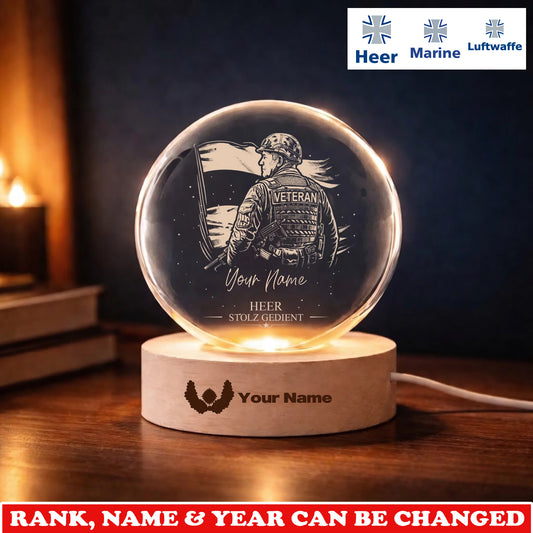 Personalized Germany Veteran/ Soldier With Rank, Year And Name Crystal Ball Night Light - 1775692801