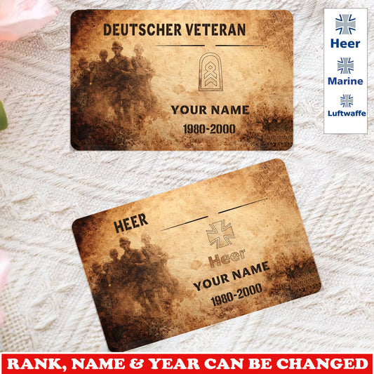 Personalized Germany Soldier/ Veteran With Rank, Name And Year Aluminum Wallet Card - 17735328