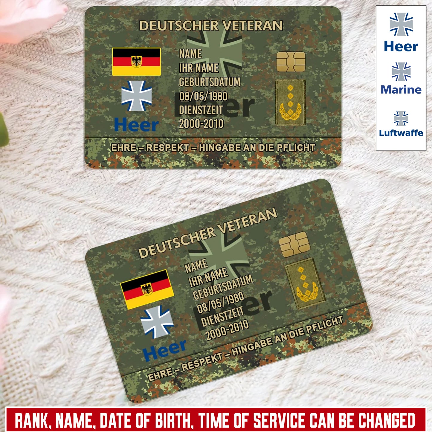 Personalized Germany Soldier/ Veteran With Rank, Name And Year Aluminum Wallet Card - 17637696