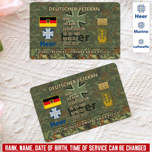 Personalized Germany Soldier/ Veteran With Rank, Name And Year Aluminum Wallet Card - 17637696