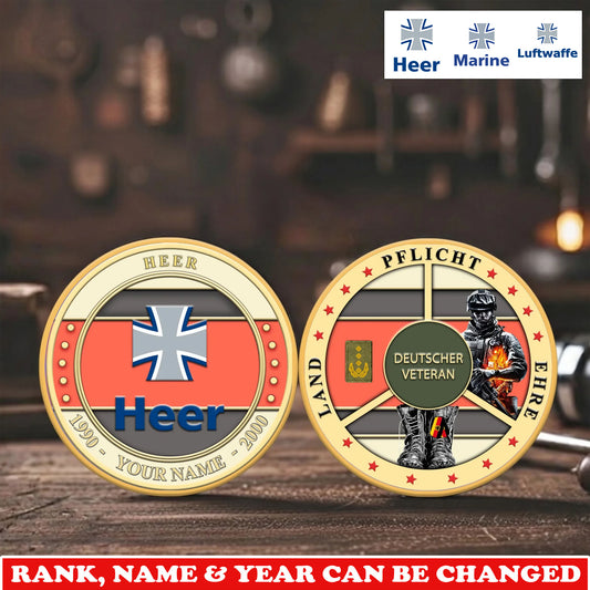 Personalized Germany Veteran/ Soldier With Rank,  Name And Year Challenge Coin - 17755200