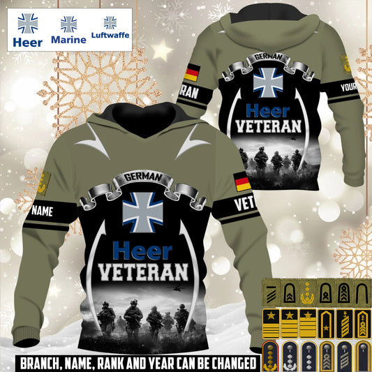 Personalized Germany Soldier/Veteran Camo with Name and Rank Hoodie All Over Printed - 17609184