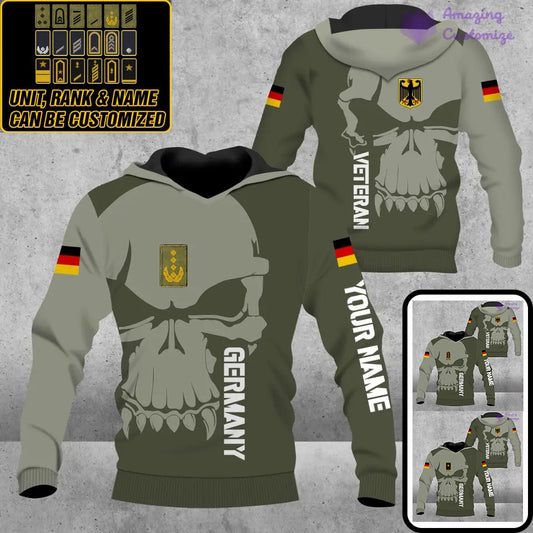 Personalized Germany Soldier/ Veteran Camo With Name And Rank Hoodie 3D Printed  - 1602240001