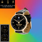 Personalized Germany Soldier/ Veteran With Name, Rank and Year Black Stitched Leather Watch - 1714694401 - Gold Version