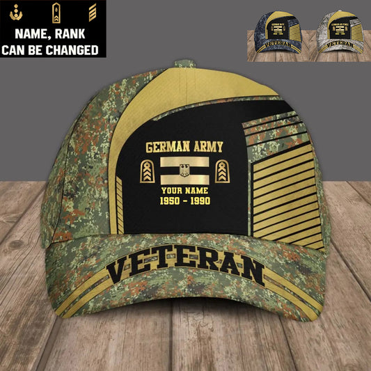 Personalized Rank, Year And Name Germany Soldier/Veterans Camo Baseball Cap Veteran - 2103240001