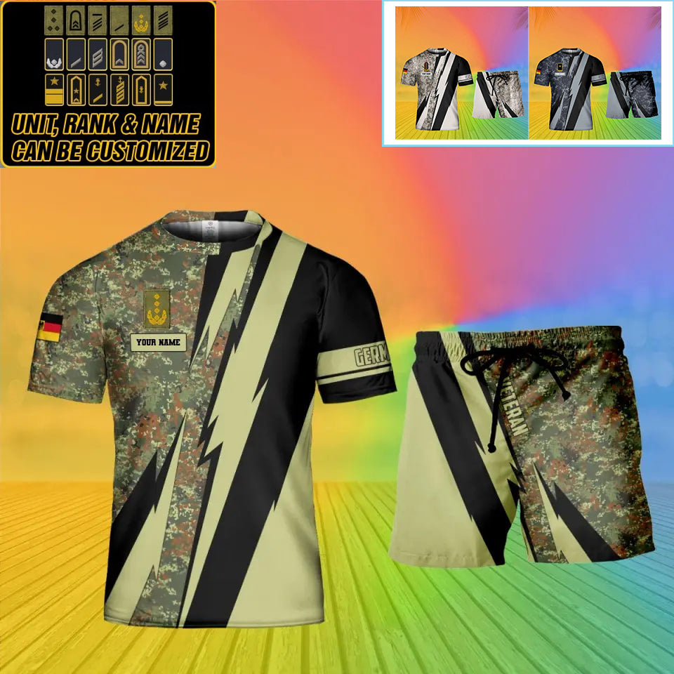 Personalized Germany Soldier/ Veteran Camo With Name And Rank Combo T-Shirt + Short 3D Printed  - 0503240001QA