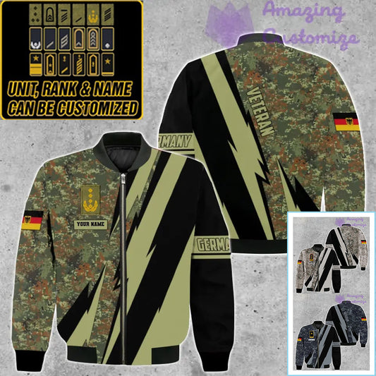 Personalized Germany Soldier/ Veteran Camo With Name And Rank Bomber Jacket 3D Printed  - 05032401QA