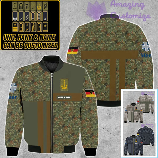 Personalized Germany Soldier/ Veteran Camo With Name And Rank Bomber Jacket 3D Printed  - 07052401QA