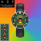 Personalized Germany Soldier/ Veteran With Name, Rank and Year Black Stitched Leather Watch - 1718582401 - Gold Version