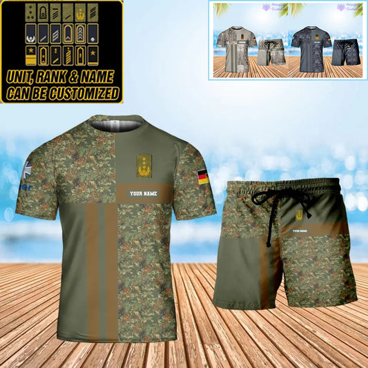 Personalized Germany Soldier/ Veteran Camo With Name And Rank Combo T-Shirt + Short 3D Printed  - 07042401QA