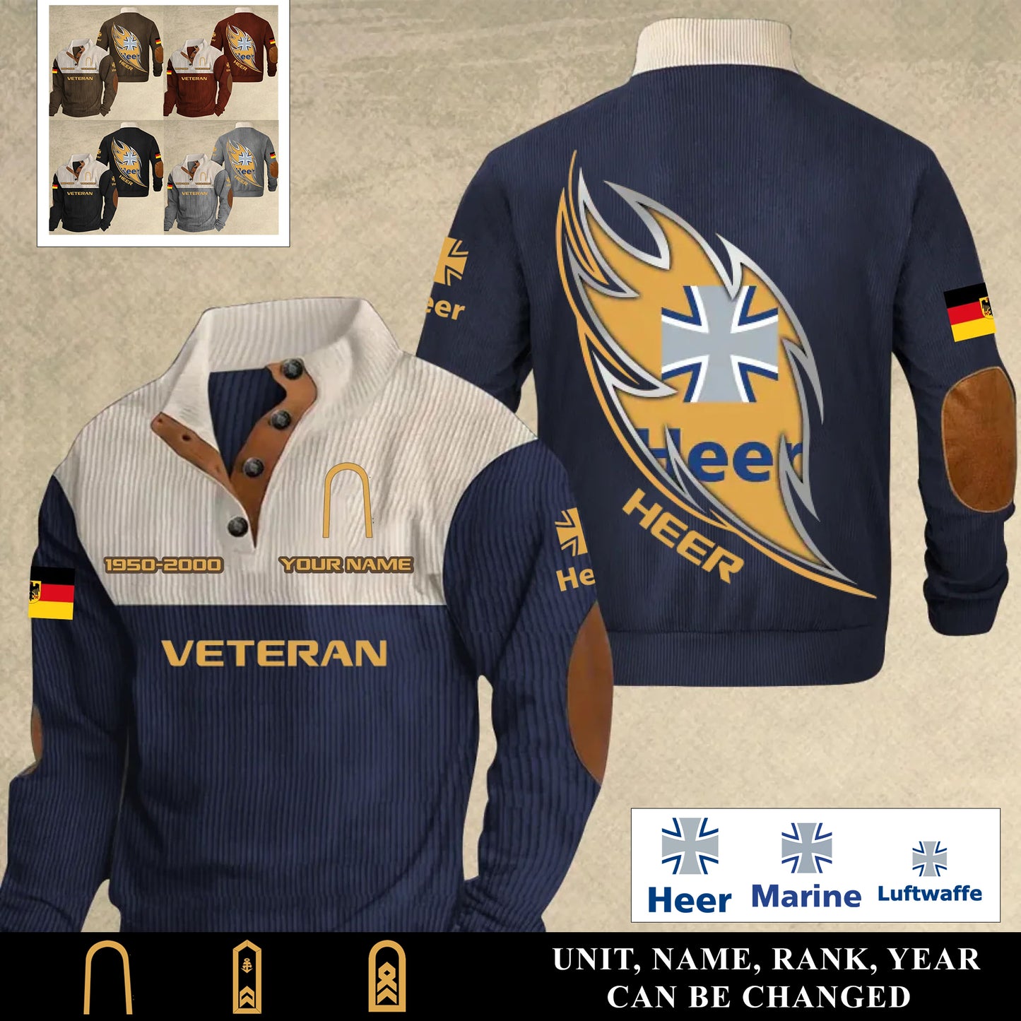 Personalized Germany Soldier/ Veteran With Name, Year And Rank Sports Sweatshirt - 17400960
