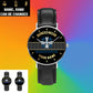 Personalized Germany Soldier/ Veteran With Name And Rank Black Stitched Leather Watch - 0703240001 - Gold Version