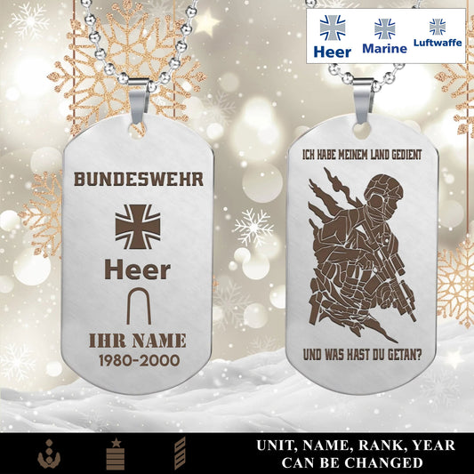 Personalized Germany Soldier/Veteran with Rank, Name & Year Dog Tag Necklace - 1763942401