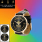 Personalized Germany Soldier/ Veteran With Name, Rank and Year Black Stitched Leather Watch - 26042401QA - Gold Version