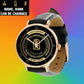 Personalized Germany Soldier/ Veteran With Name, Rank Black Stitched Leather Watch - 1709683201 - Gold Version
