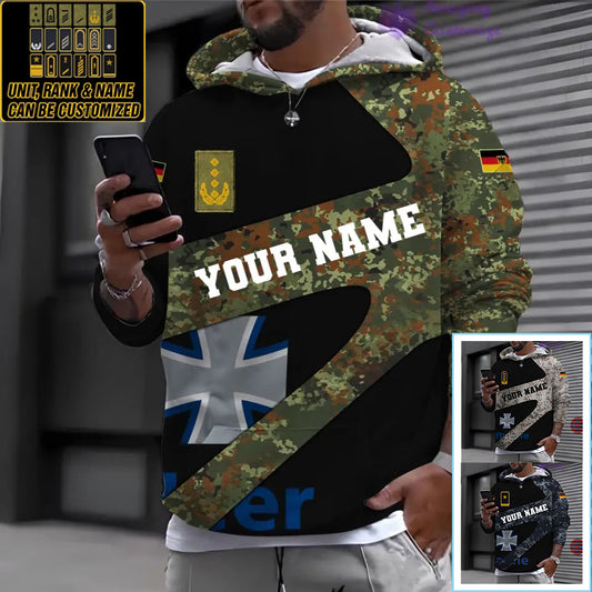 Personalized Germany Soldier/ Veteran Camo With Name And Rank Hoodie 3D Printed - 3001240004QA