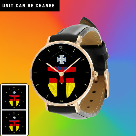 Germany Soldier/ Veteran  Black Stitched Leather Watch - 17116704