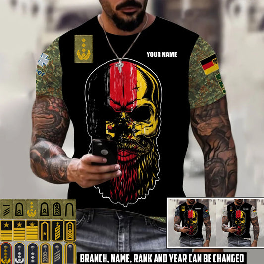 Personalized Germany Soldier/Veteran Camo with Name and Rank T-Shirt All Over Printed - 17410464