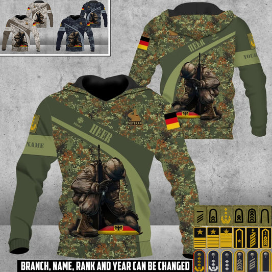 Personalized Germany Soldier/Veteran Camo with Name and Rank Hoodie All Over Printed - 17416512